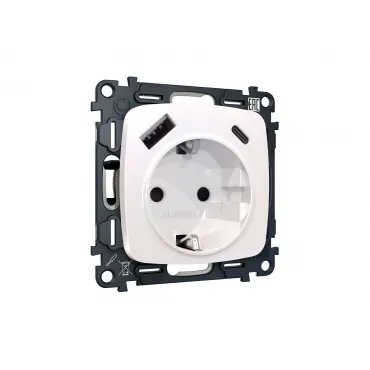Комплект механизма электрической розетки 2USB A+C 20W быстрая зарядка с заземлением и шторками 2P+E 16A-250V Ambrella Volt MO MO210010 Комплект механизма электрической розетки 2USB A+C 20W быстрая зарядка с заземлением и шторками 2P+E 16A-250V Ambrella Volt MO MO210010