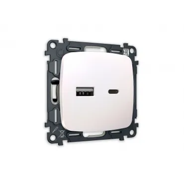 Комплект механизма розетки 2USB A+C 20W быстрая зарядка Ambrella Volt MO MO211010