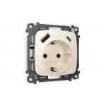 Комплект механизма электрической розетки 2USB A+C 20W быстрая зарядка с заземлением и шторками 2P+E 16A-250V Ambrella Volt MO MO310010
