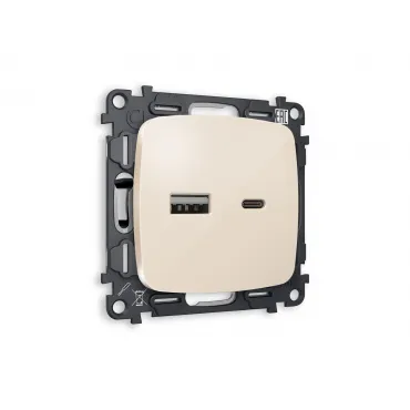 Комплект механизма розетки 2USB A+C 20W быстрая зарядка Ambrella Volt MO MO311010