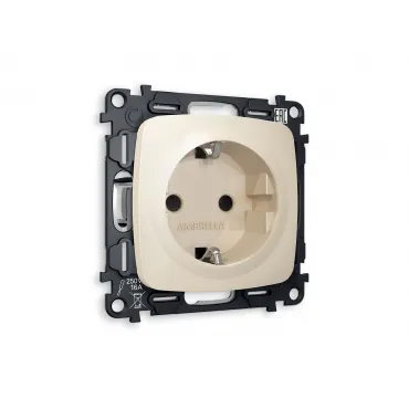 Комплект механизма электрической розетки с заземлением со шторками 2P+E 16A-250V Volt QUANT MO327010