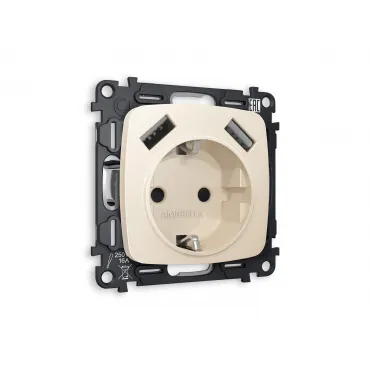 Комплект механизма электрической розетки 2USB A+A 18W быстрая зарядка с заземлением со шторками 2P+E 16A-250V Ambrella Volt MO MO329010 Комплект механизма электрической розетки 2USB A+A 18W быстрая зарядка с заземлением со шторками 2P+E 16A-250V Ambrella Volt MO MO329010