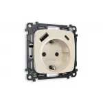 Комплект механизма электрической розетки 2USB A+C 20W быстрая зарядка с заземлением со шторками 2P+E 16A-250V Ambrella Volt MO MO330010