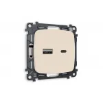 Комплект механизма розетки 2USB A+C 20W быстрая зарядка Ambrella Volt MO MO331010