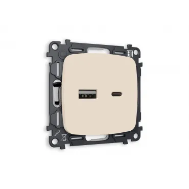 Комплект механизма розетки 2USB A+C 20W быстрая зарядка Ambrella Volt MO MO331010