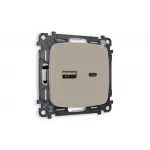 Комплект механизма розетки 2USB A+C 20W быстрая зарядка Ambrella Volt MO MO371010