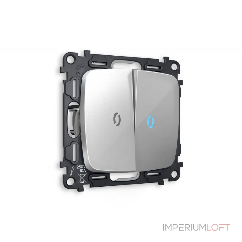 Комплект механизма 2-клавишного проходного выключателя с подсветкой 10000K OMEGA MO404040 Серебро глянец QUANT от ImperiumLoft Комплект механизма 2-клавишного проходного выключателя с подсветкой 10000K OMEGA MO404040 Серебро глянец QUANT от ImperiumLoft