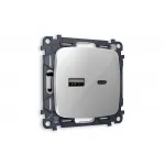 Комплект механизма розетки 2USB A+C 20W быстрая зарядка Ambrella Volt MO MO411010