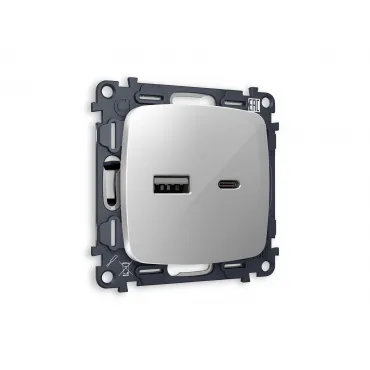 Комплект механизма розетки 2USB A+C 20W быстрая зарядка Ambrella Volt MO MO411010 Комплект механизма розетки 2USB A+C 20W быстрая зарядка Ambrella Volt MO MO411010