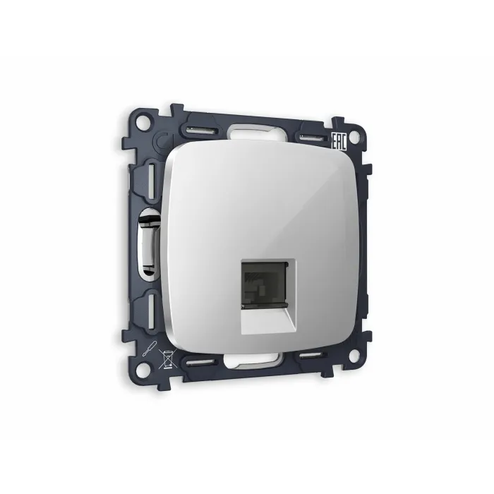Комплект механизма телефонной розетки OMEGA MO412030 Серебро глянец RJ-11(4P4C) с защитной шторкой QUANT от ImperiumLoft