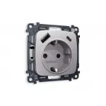 Комплект механизма электрической розетки 2USB A+C 20W быстрая зарядка с заземлением и шторками 2P+E 16A-250V Ambrella Volt MO MO510010