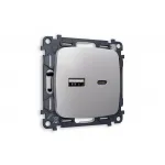 Комплект механизма розетки 2USB A+C 20W быстрая зарядка Ambrella Volt MO MO511010