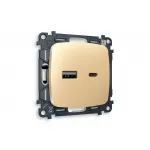 Комплект механизма розетки 2USB A+C 20W быстрая зарядка Ambrella Volt MO MO611010