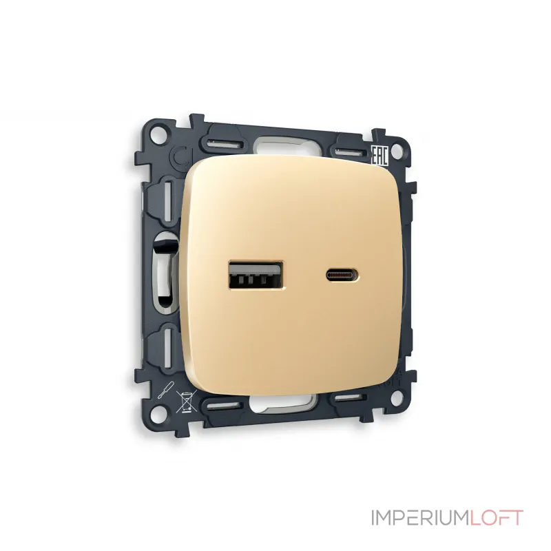 Комплект механизма розетки 2USB A+C 20W быстрая зарядка Ambrella Volt MO MO611010 Комплект механизма розетки 2USB A+C 20W быстрая зарядка Ambrella Volt MO MO611010