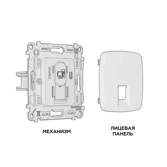 Комплект механизма компьютерной розетки OMEGA MO612010 Шампань RJ-45(8P8C) CAT6 с защитной шторкой QUANT от ImperiumLoft