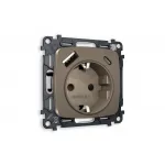 Комплект механизма электрической розетки 2USB A+C20W быстрая зарядка с заземлением и шторками 2P+E 16A-250V Ambrella Volt MO MO640010