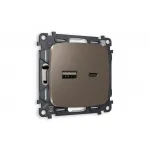 Комплект механизма розетки 2USB A+C 20W быстрая зарядка Ambrella Volt MO MO641010