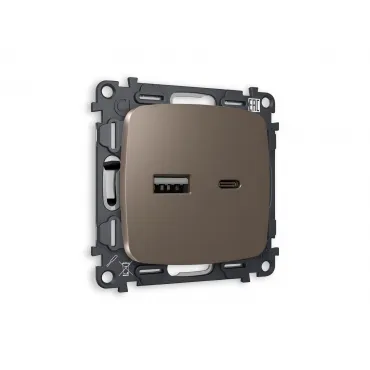 Комплект механизма розетки 2USB A+C 20W быстрая зарядка Ambrella Volt MO MO641010