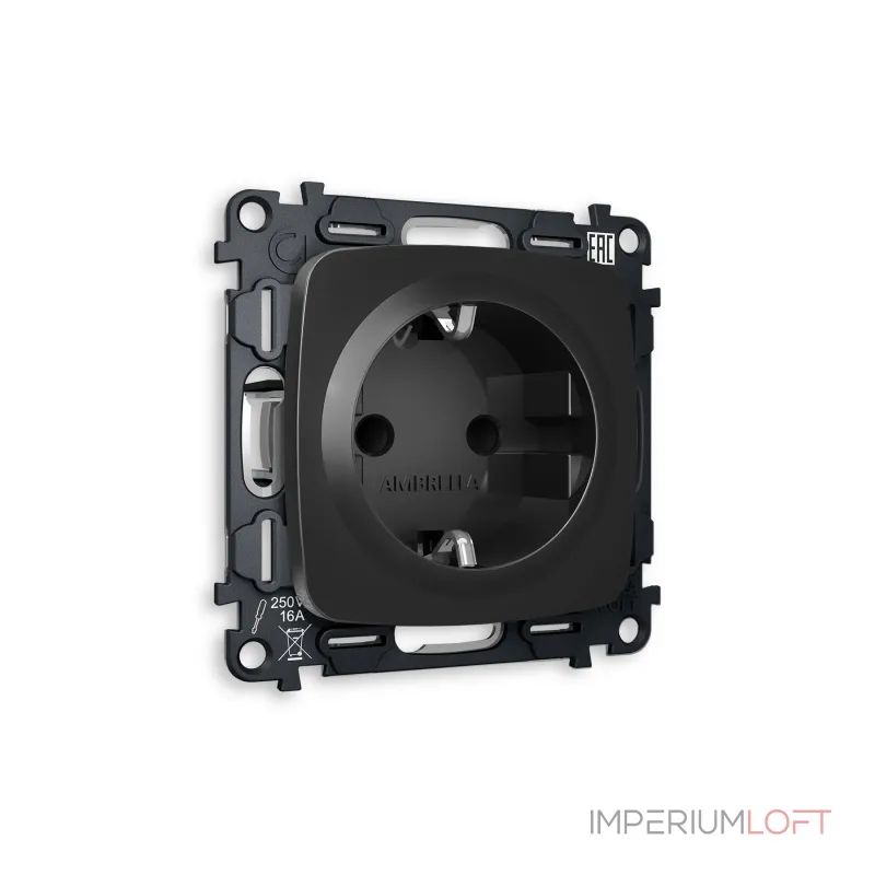 Комплект механизма электрической розетки OMEGA MO807010 Черный матовый с заземлением и шторками 2P+E 16A-250V QUANT от ImperiumLoft Комплект механизма электрической розетки OMEGA MO807010 Черный матовый с заземлением и шторками 2P+E 16A-250V QUANT от ImperiumLoft
