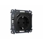 Комплект механизма электрической розетки 2USB A+C 20W быстрая зарядка с заземлением и шторками 2P+E 16A-250V Ambrella Volt MO MO810010
