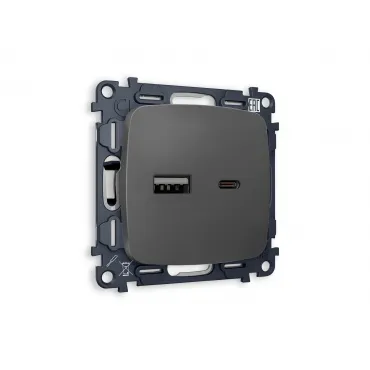 Комплект механизма розетки 2USB A+C 20W быстрая зарядка Ambrella Volt MO MO911010