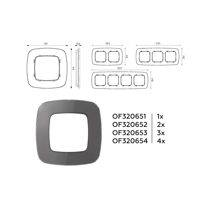 Рамка OMEGA Radian (Антрацит серый Стекло органическое) 4-ая OF320654 от ImperiumLoft