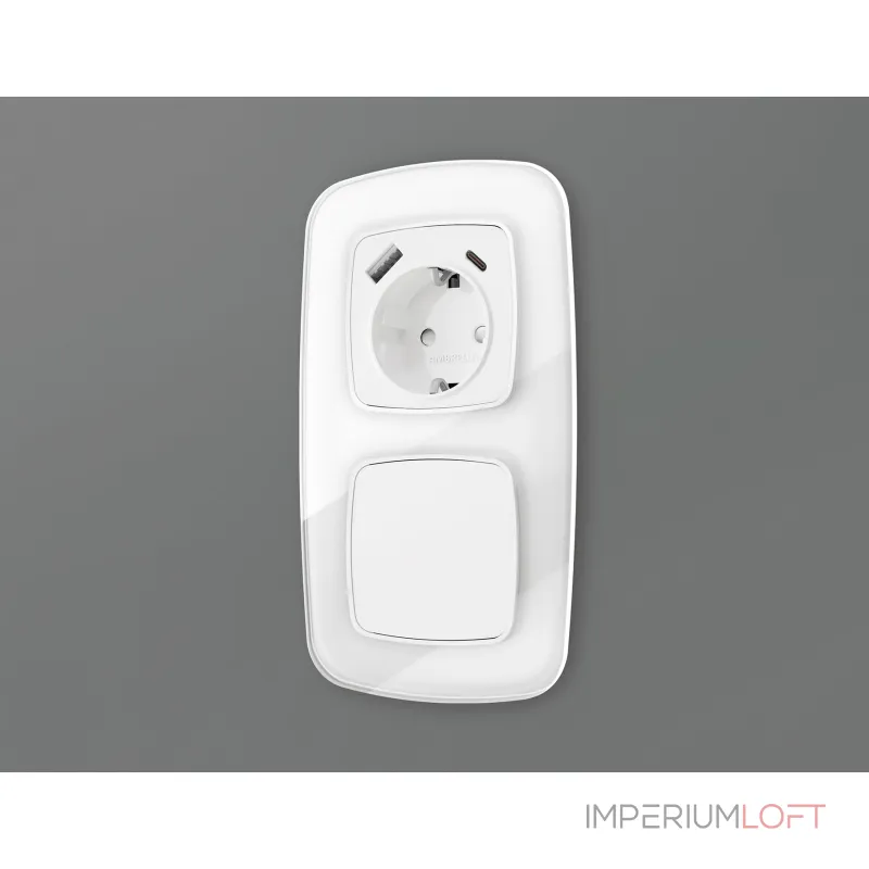 Лицевая панель для розетки с заземлением со шторками 2USB тип A+C Ambrella Volt OMEGA OP1100