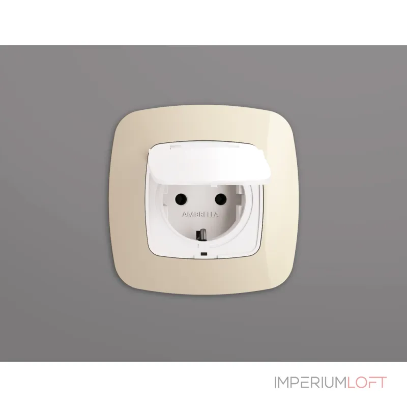 Лицевая панель для электрической розетки с/з со шторками и крышкой IP44 Ambrella Volt OMEGA OP1280