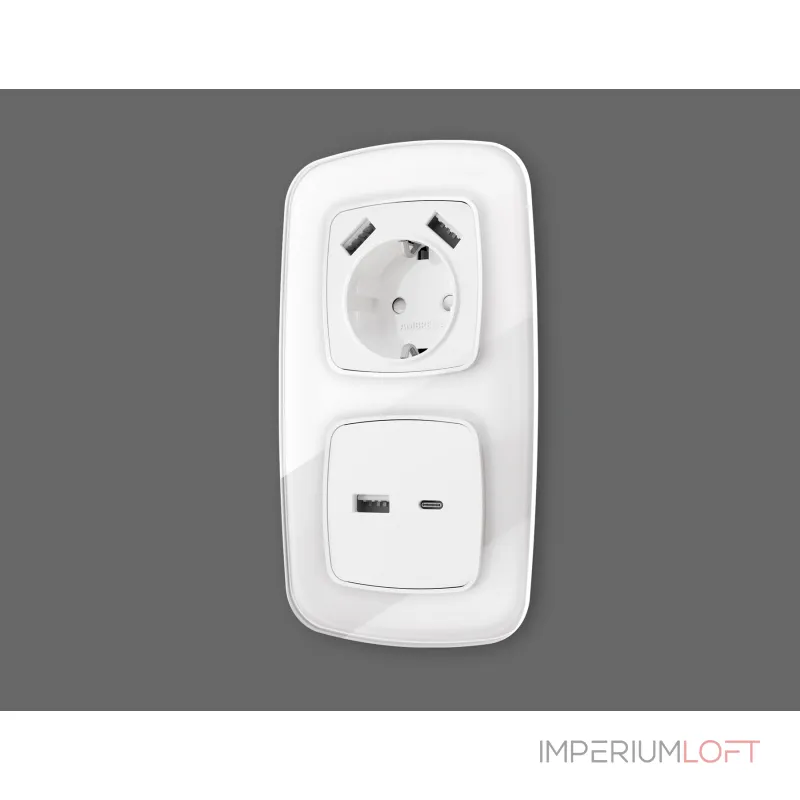 Лицевая панель для электрической розетки с/з со шторками 2USB A+A Ambrella Volt OMEGA OP1290