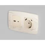Лицевая панель для электрической розетки с заземлением со шторками 2USB A+C Ambrella Volt OMEGA OP3100