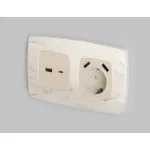 Лицевая панель для электрической розетки с/з со шторками 2USB A+A Ambrella Volt OMEGA OP3290