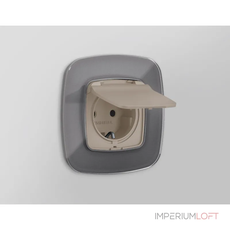 Лицевая панель для электрической розетки с/з со шторками и крышкой IP44 Ambrella Volt OMEGA OP3680