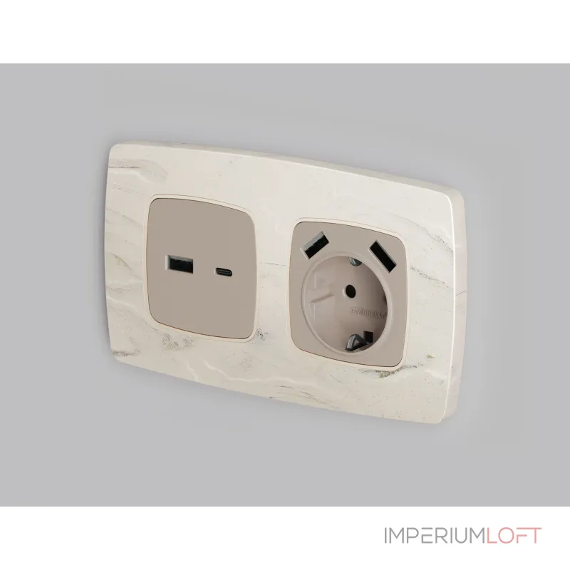 Лицевая панель для розетки 2USB тип A+C Ambrella Volt OMEGA OP3710