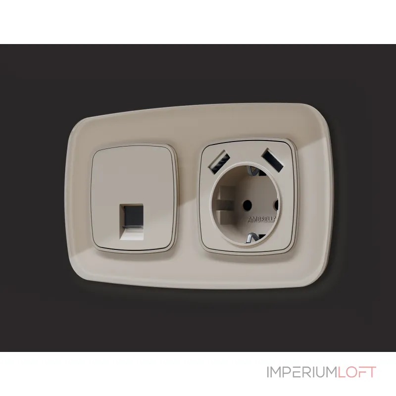 Лицевая панель для компьютерной/телефонной розетки RJ-45/RJ-11 Ambrella Volt OMEGA OP3720
