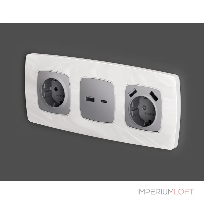 Лицевая панель для электрической розетки с заземлением со шторками 2USB A+A Ambrella Volt OMEGA OP5090 Лицевая панель для электрической розетки с заземлением со шторками 2USB A+A Ambrella Volt OMEGA OP5090