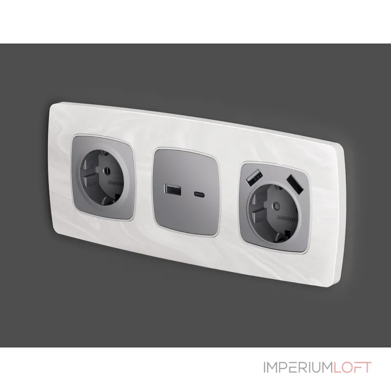 Лицевая панель для розетки 2USB тип A+C Ambrella Volt OMEGA OP5110