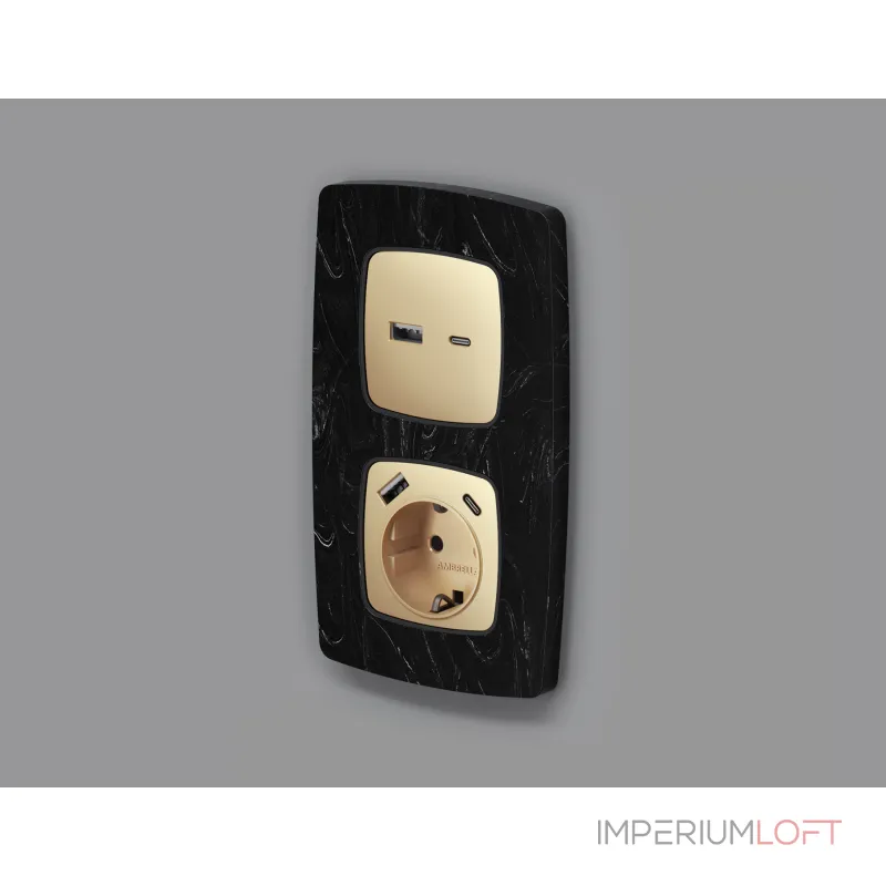 Лицевая панель для электрической розетки с заземлением со шторками 2USB A+C Ambrella Volt OMEGA OP6100 Лицевая панель для электрической розетки с заземлением со шторками 2USB A+C Ambrella Volt OMEGA OP6100