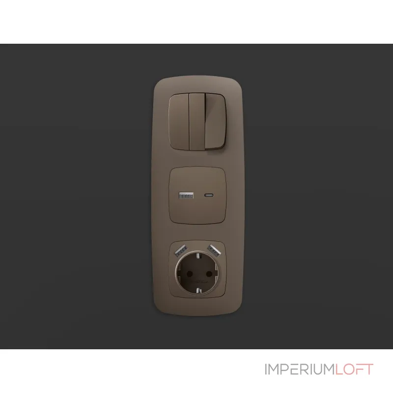 Лицевая панель для электрической розетки с заземлением со шторками 2USB A+A Ambrella Volt OMEGA OP6390