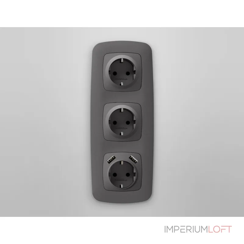 Лицевая панель для электрической розетки с заземлением со шторками 2USB A+A Ambrella Volt OMEGA OP6590