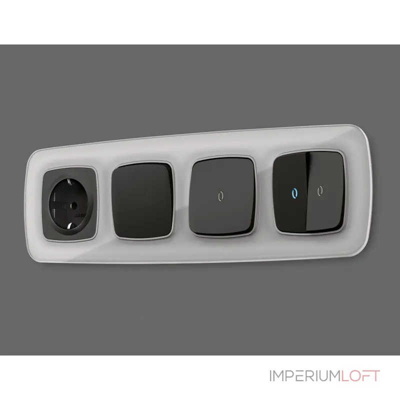 Лицевая панель OMEGA (Черный матовый) для 1-клавишных выключателей QUANT OP8010 от ImperiumLoft