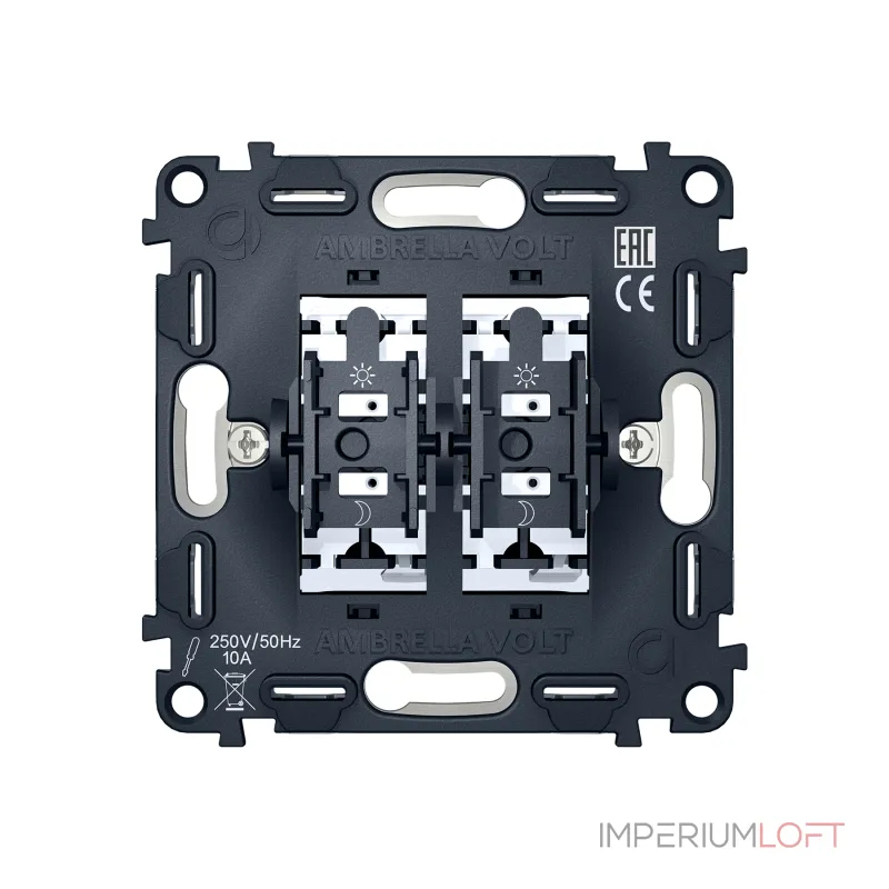 Механизм 2-клавишного выключателя 10A-250V Ambrella Volt VM VM115 Механизм 2-клавишного выключателя 10A-250V Ambrella Volt VM VM115