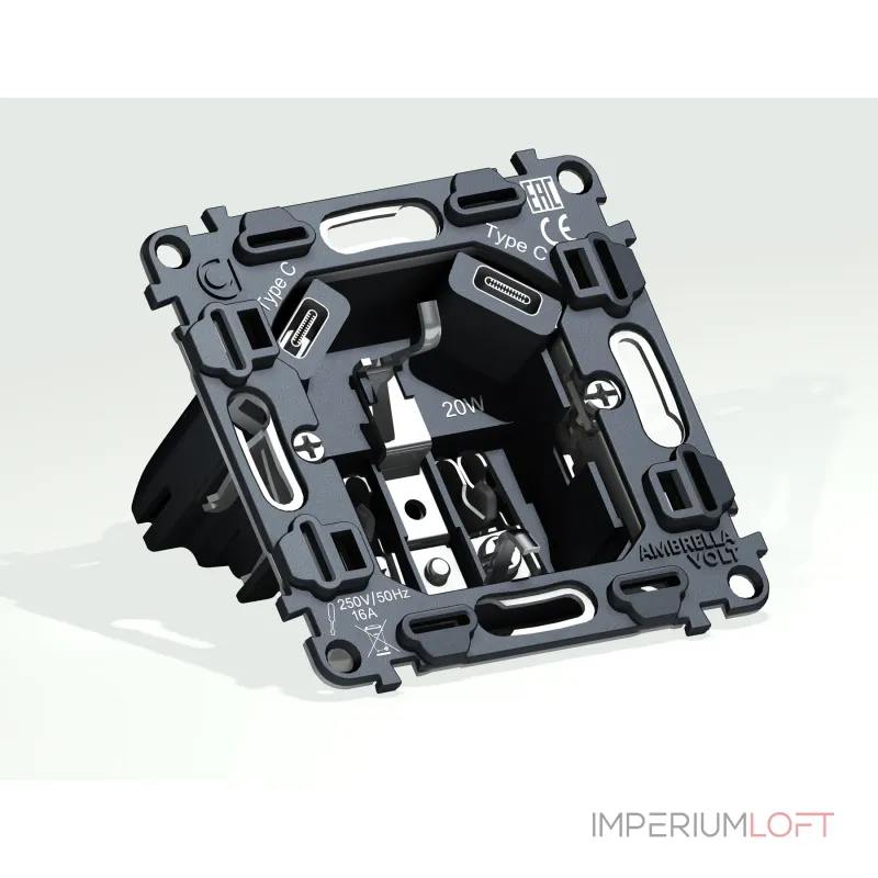 Механизм электрической розетки 2USB С+C 20W (быстрая зарядка) с/з на винтовых зажимах 16A-250V Volt QUANT VM165 от ImperiumLoft Механизм электрической розетки 2USB С+C 20W (быстрая зарядка) с/з на винтовых зажимах 16A-250V Volt QUANT VM165 от ImperiumLoft