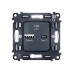 Механизм розетки 2USB A+C 20W быстрая зарядка Ambrella Volt VM VM177