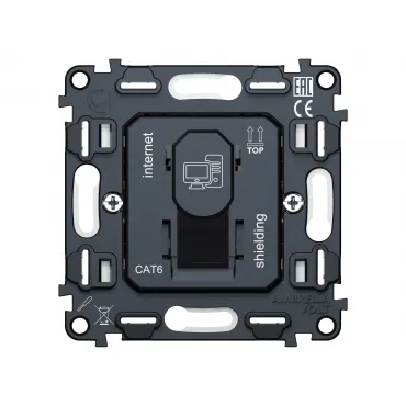 Механизм компьютерной розетки RJ-45 (8P8C) CAT6A экранированной с автоматической защитной шторкой Volt QUANT VM185