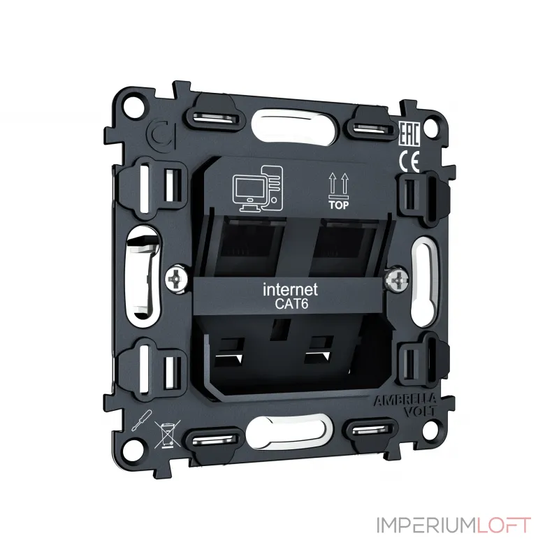 Механизм компьютерной двойной розетки RJ-45 (8P8C) CAT6 с автоматической защитной шторкой Volt QUANT VM189 от ImperiumLoft Механизм компьютерной двойной розетки RJ-45 (8P8C) CAT6 с автоматической защитной шторкой Volt QUANT VM189 от ImperiumLoft