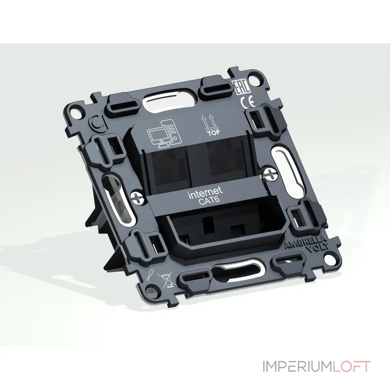 Механизм компьютерной двойной розетки RJ-45 (8P8C) CAT6 с автоматической защитной шторкой Volt QUANT VM189 от ImperiumLoft Механизм компьютерной двойной розетки RJ-45 (8P8C) CAT6 с автоматической защитной шторкой Volt QUANT VM189 от ImperiumLoft