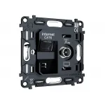 Механизм розетки компьютерной + TV оконечной RJ-45 (8P8C) CAT6/50-870 MHz 1dB с автоматической защитной шторкой Volt QUANT VM195 от ImperiumLoft