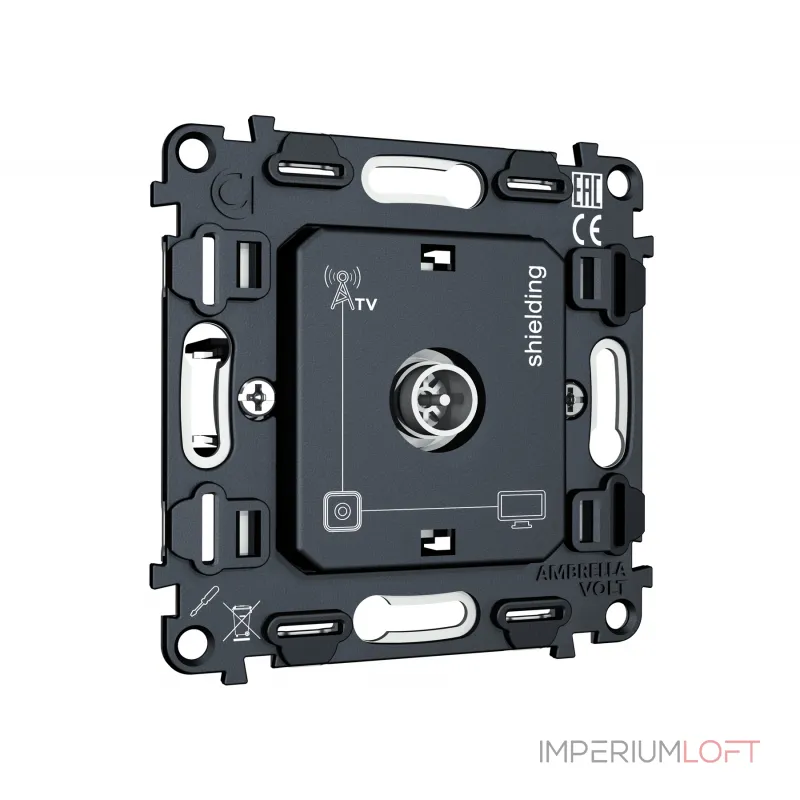 Механизм TV розетки оконечной экранированной 5-1000MHz 3dB Volt QUANT VM199 от ImperiumLoft