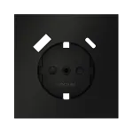Накладка для розетки с заземлением и защитными шторками с USB A+C S70 (черный матовый) Voltum VLS001008