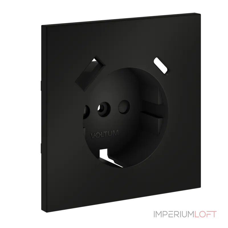 Накладка для розетки с заземлением и защитными шторками с USB A+C S70 (черный матовый) Voltum VLS001008